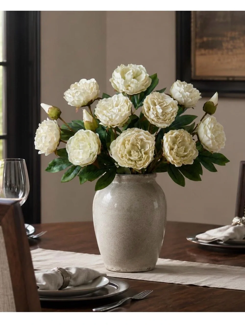 NWT Briful Cream Peony Silk Stems-3 Pack-Tall 27.5